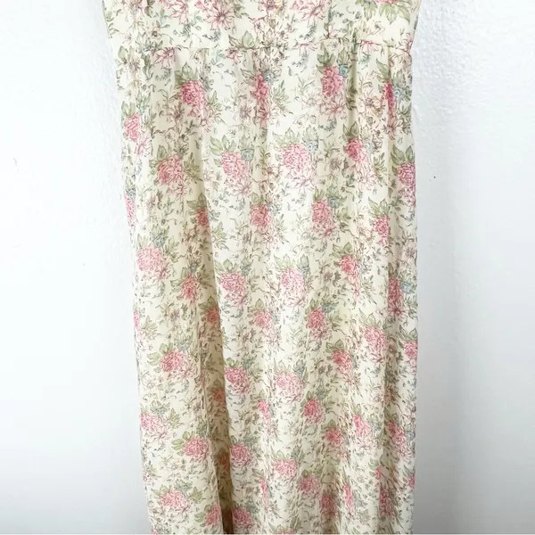 AMERICAN VINTAGE Floral Lace Trim Tie Shoulder Straps Back Zipper Maxi Dress 7/8 - Image 7