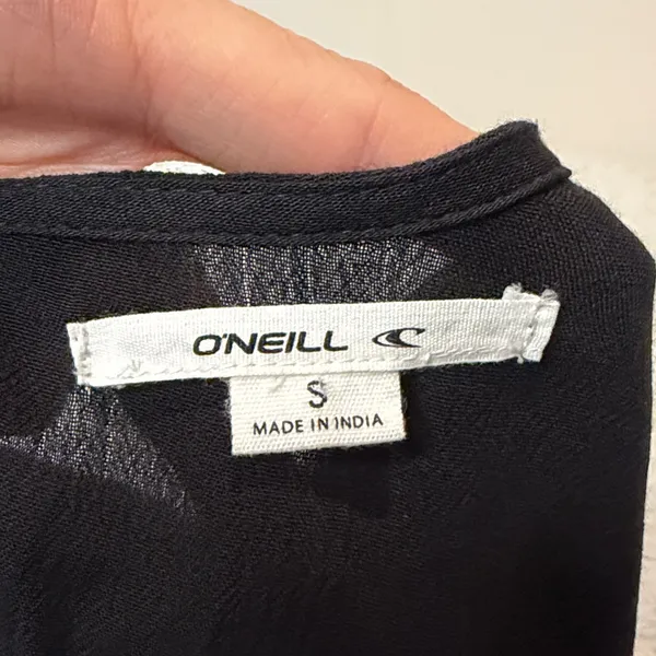 O’Neill- NWT “Bryan” Black Sheer Wide Leg Bell Sleeves Jumpsuit Coverup- Size S - Image 3