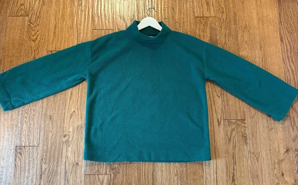 Loft emerald green fleece Sherpa mock neck oversized sweater small - Image 4