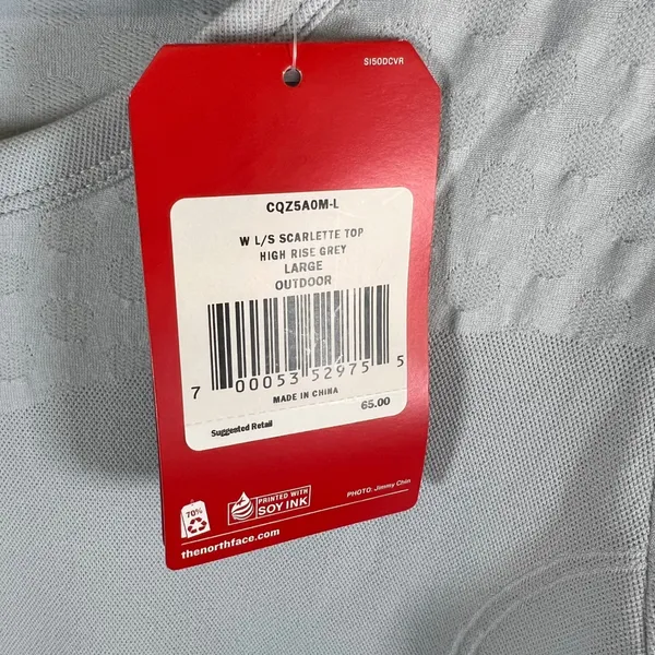 The North Face Womens Scarlette Top High Rise Grey Long Sleeve‎ Large Outdoor - Image 5