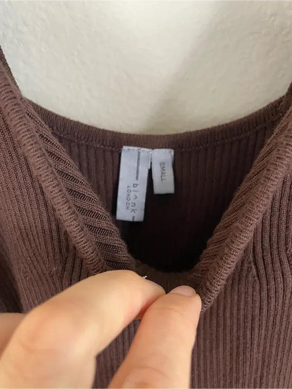 Anthropologie‎ Bl-nk Peplum Twofer Sweater Top Balloon Sleeves Brown Size Small - Image 4