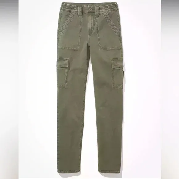American Eagle Cargo Stretch Straight Pant in Green Size 14 Regular - Image 4