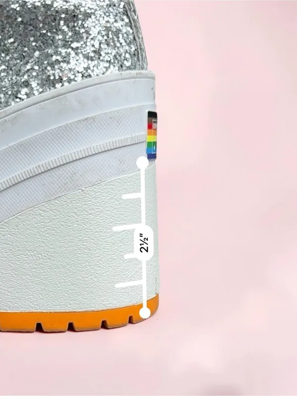 Converse Chuck 70 De Luxe Heel Disco Glam Silver Glitter Pride Chunky women sz 5 - Image 8