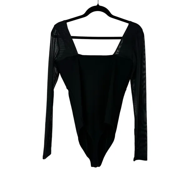 Abercrombie & Fitch Black Mesh Long Sleeve Bodysuit Size L NWT Sweetheart Neck - Image 5