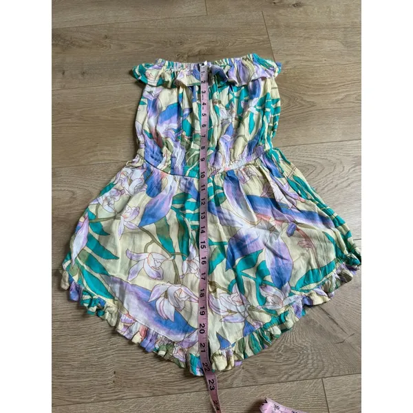 EUC Billabong strapless romper tropical floral print ruffle‎ neckline coastal XS - Image 5