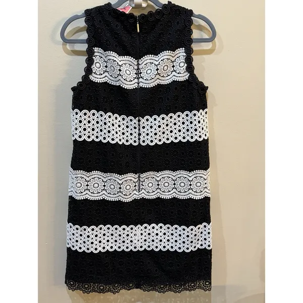 Kate Spade Floral Dot Lace Shift Dress Size‎ 2 Lace Black White - Image 4