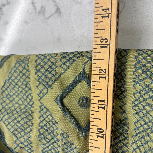Boho Olive Green Geometric Woven Tote Bag with Beaded‎ Tassel Charm - Image 10