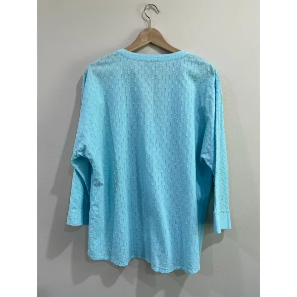 Chico's‎ Blue Textured 100% Cotton Boho Tunic Blouse Size 2 US=12/14 - Image 2