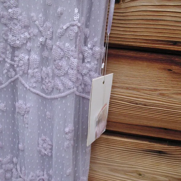 NWT Mac Duggal 9195 Illusion Mesh Overlay Ruffled Long Dress Lilac Size 14 - Image 13