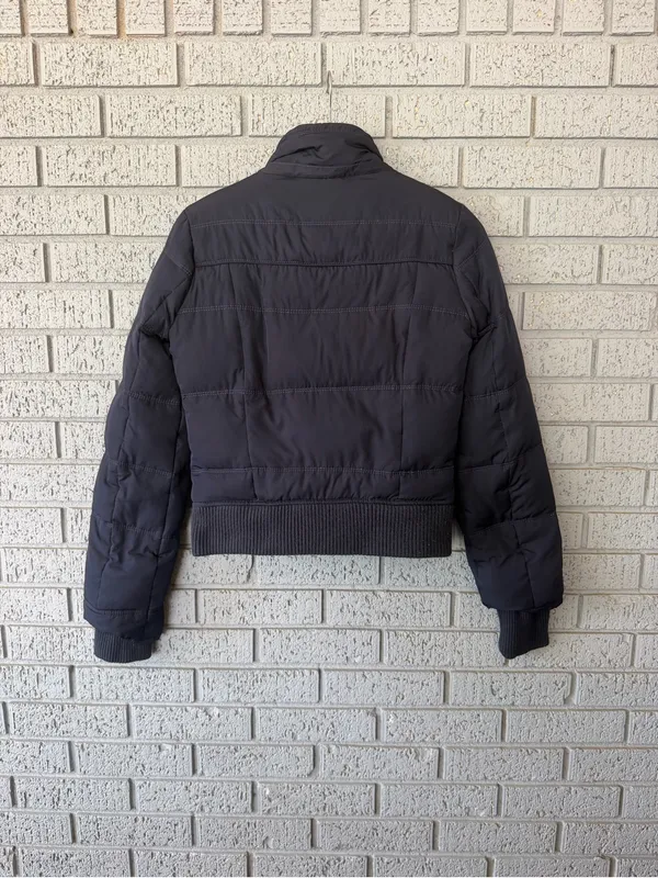 Vintage Y2K Abercrombie & Fitch Faux Fur Lined Down Puffer Jacket Navy Blue XS - Image 5