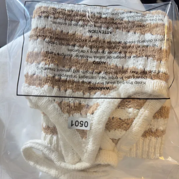 501 | Madewell Sriped Crochet Knit Tank Top‎ XXS Cream Tan Cotton Sweater Cami - Image 8