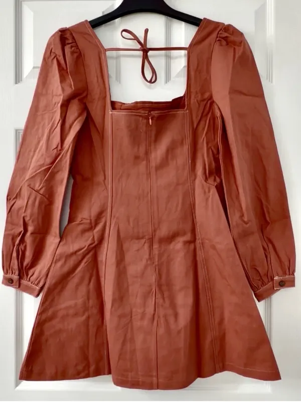 DArk~Square Neck Mini Dress in Burnt Orange. Size XL - Image 4