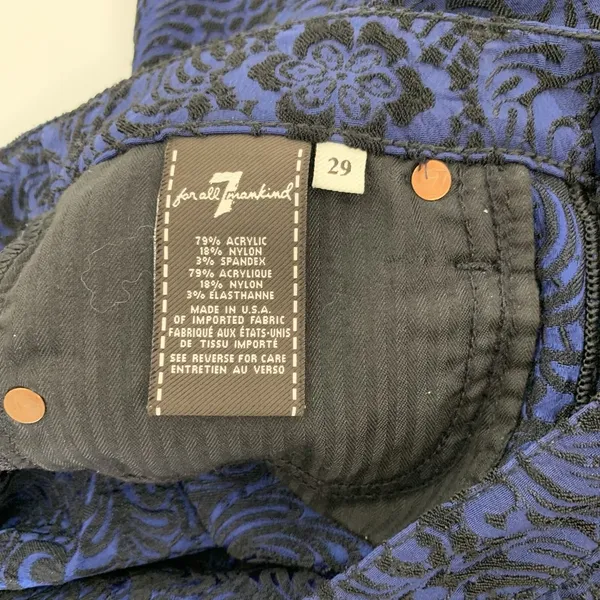 7 For All Mankind Jeans 29 Blue Black Floral Damask Skinny Stretch AU0150149A - Image 7