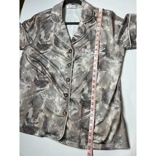 Moon Ryder Lounge Matching Set Small Button Up Top Shorts Pockets Pajama - Image 6