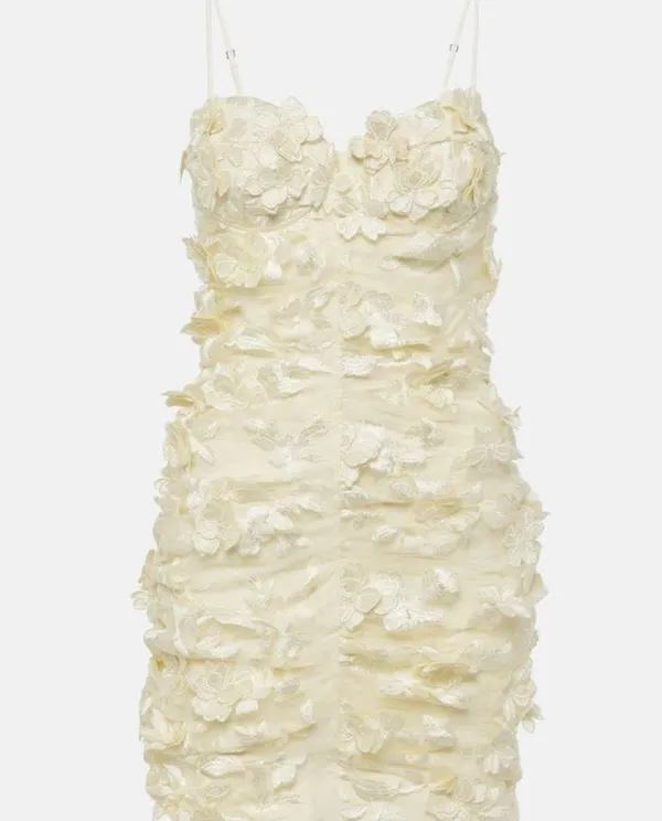 ROTATE Short Bridal Floral Appliqué Dress - Image 4
