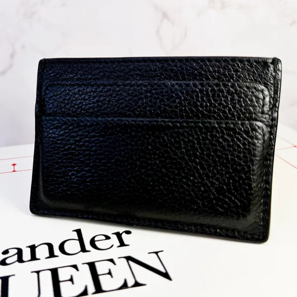 Alexander McQueen Black Leather Crystal Skull Card Holder. - Image 7