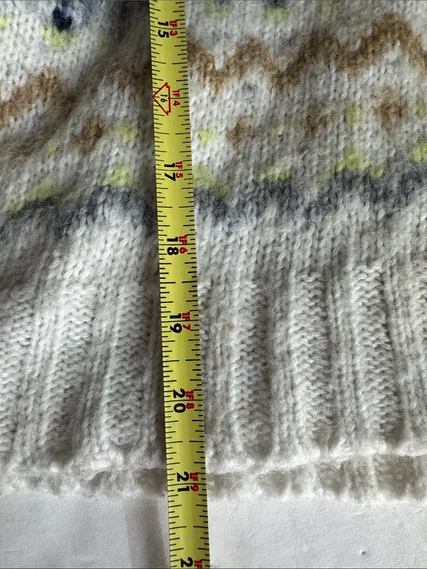 American Eagle Cozy Cream Fair Isle V-Neck hooded Sweater wool blend XL winter - Image 13
