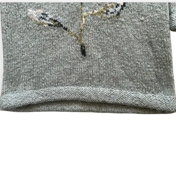 Garnet Hill Chunky Green Mohair Wool Hand Knit Sweater Floral Women's Small Cozy - Image 8