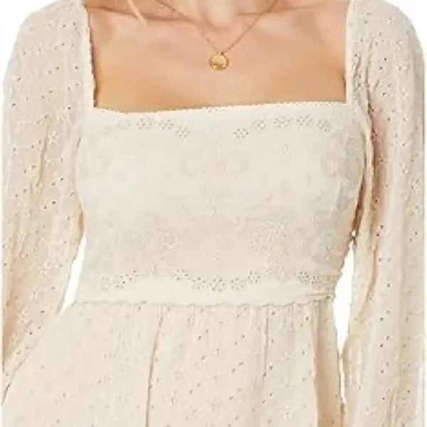 Free People‎ Eyelet Floral Square Neck malina mini dress size XS - Image 4