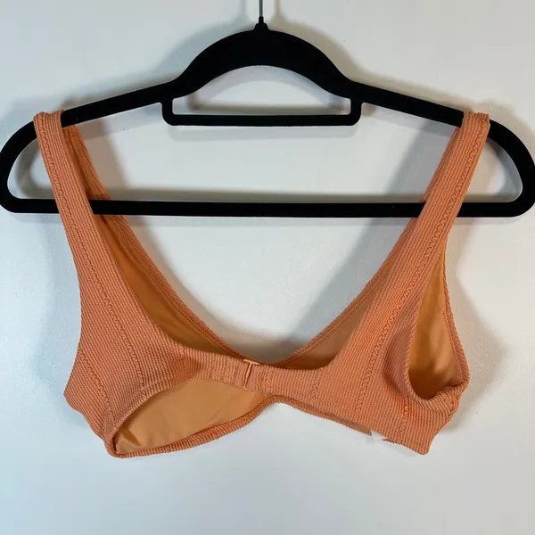 Aerie Orange Textured Scoop Neck Bikini Top Size‎ Medium M Swimwear summer beach - Image 2