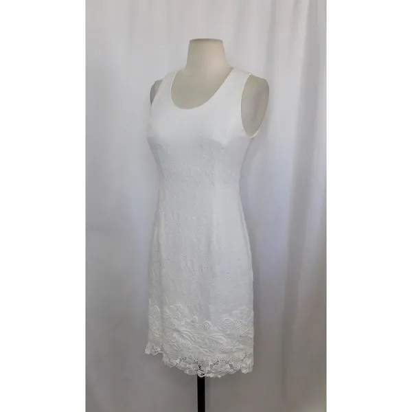 REBECCA TAYLOR Matelasse White Jacquard Lace Shift Dress Bridal Wedding Size 2 - Image 5