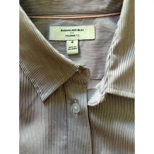 Banana Republic Tailored Fit Pinstripe Button Down Shirt Size 4 Stretch - Image 3