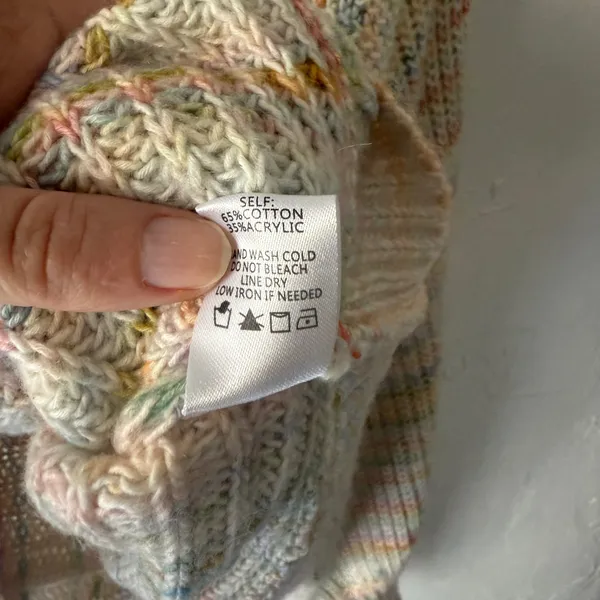 Blue Blush Multicolored Striped Knit‎ Sweater Pastel Rainbow Women's Size L - Image 6