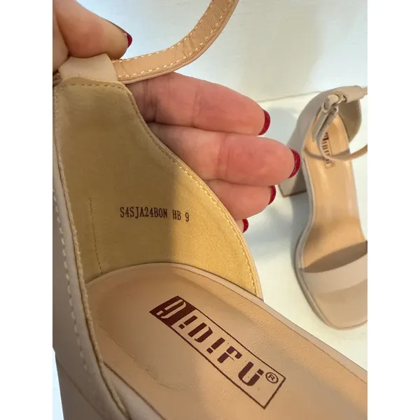 IDIFU Nude Platform Block‎ Heel Sandals Ankle Strap Open Toe Chunky Heels - Image 9