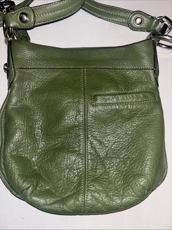 B Makowsky Olive Green Leather Crossbody Silver Hardware With B Hang Tag - Image 2
