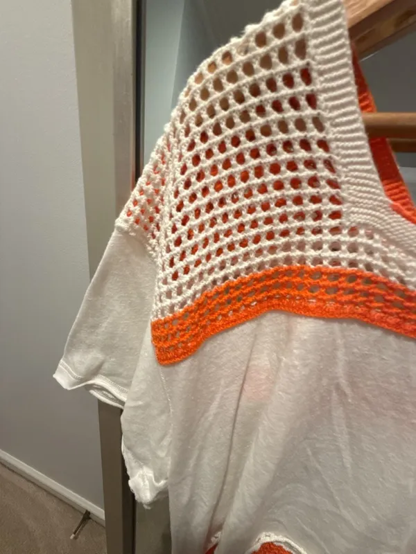 We The Free Bunny Top Crochet Detail Open Knit Crop Shirt - Image 2