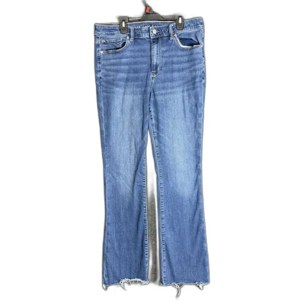 American Eagle Womens Size 12 High-Rise Skinny Kick Jeans Raw Hem Stretch Denim - Image 2