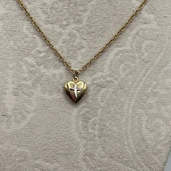 Vintage Cross Heart Locket Necklace - Image 3