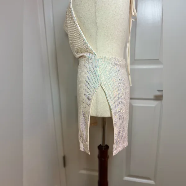 Elegant‎ Cream Halter Dress Sise Large - Image 7