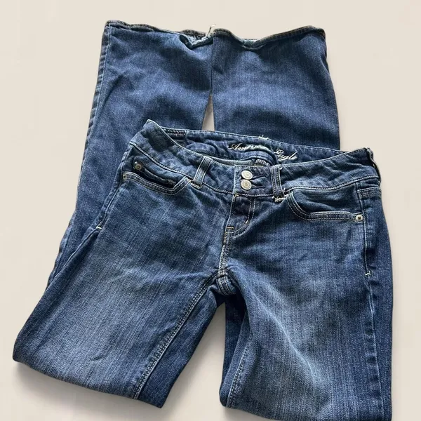 American Eagle Y2K Low Rise Artist Jeans | size 0 Raw Hem Indie Sleaze - Image 5