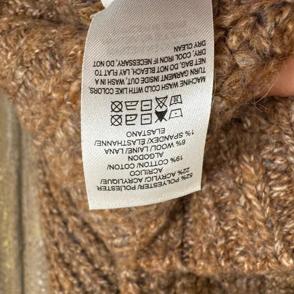 Lucky Brand Speckled Brown Wool Blend Chunky Button Cardigan Large NWT - Image 5