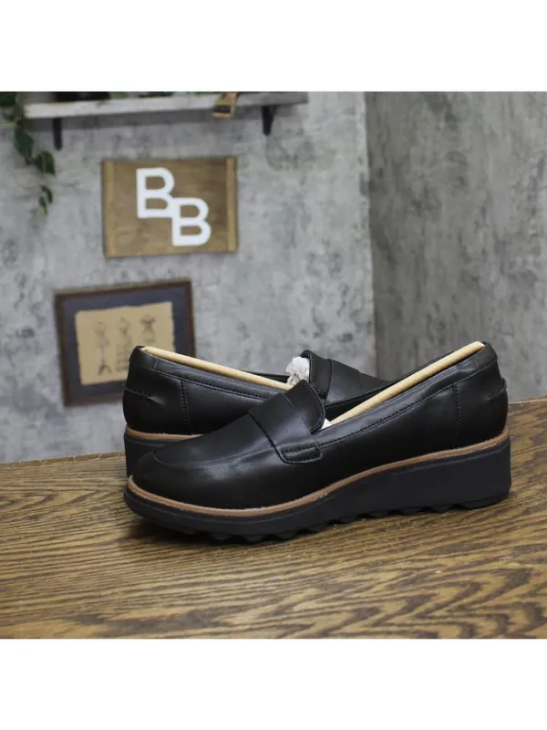 Clarks Sharon Gracie Leather Platform Loafer 26156816 Black 8W - Image 7