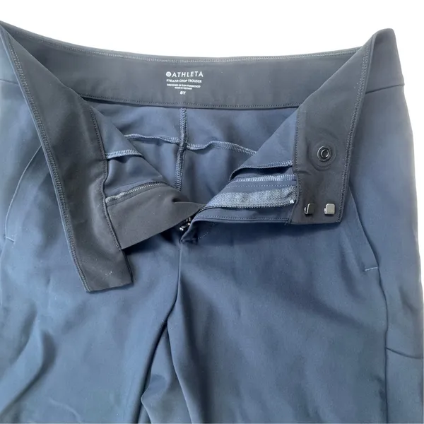 Athleta Stellar Crop Trouser Navy Blue Womens 8 Tall Stretch Luxury Travel Pants - Image 3