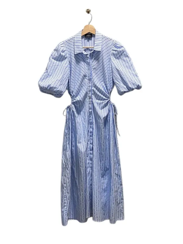 Bardot Cut Out Striped Maxi Dress Blue Size XS Coastal Preppy Cottagecore Summer - Image 2