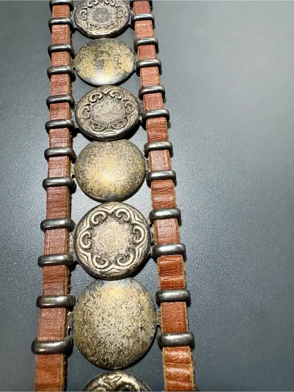Vintage Western Leather Concho Belt - Image 7