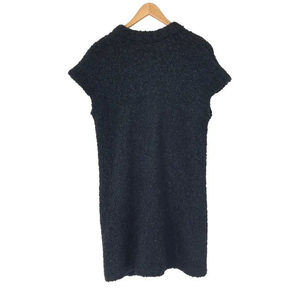 Free People Black Boucle‎ Knit Short Sleeve Vest Coat Gold Snap Button XS Cozy - Image 2