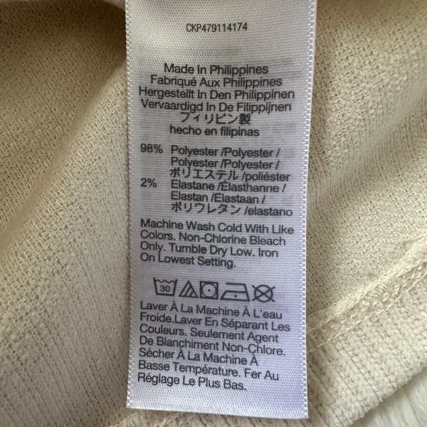 Madewell Top Striped Jacquard Funnelneck Long Sleeve Cream XS - Image 10