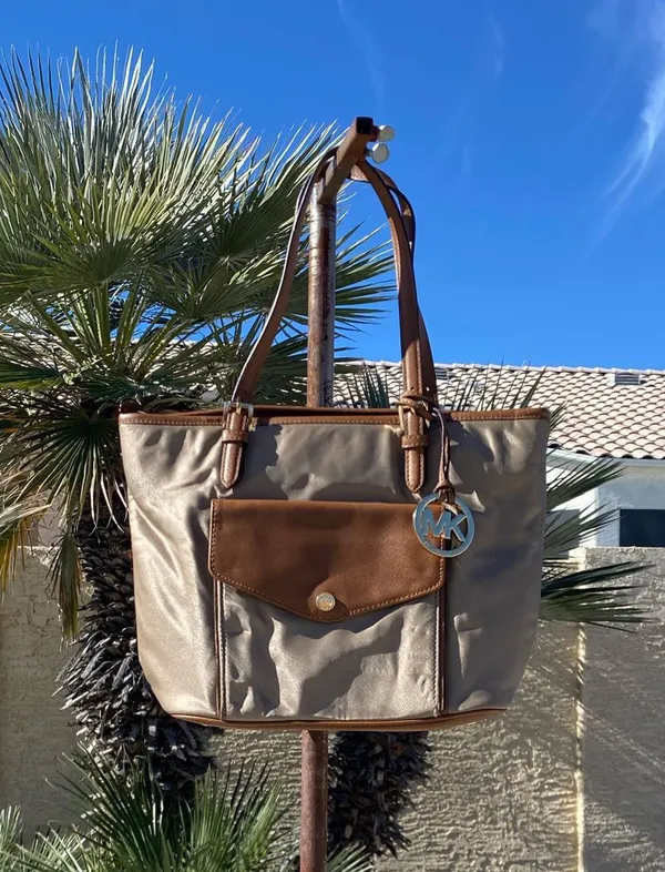 Michael Kors Brown and Beige Large Purse - Image 2