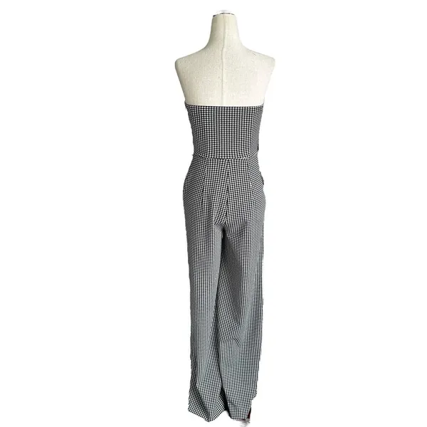 Express Black/White Houndstooth Stretch Jumpsuit Wide Leg Women XS NWT | 34-31 - Image 2