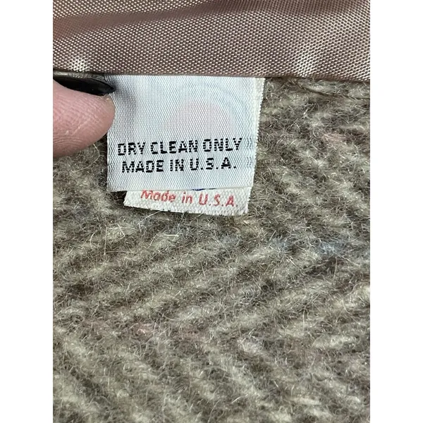 Vintage 70s Wool Herringbone Coat Jacket Chevron Tweed ILGWU Union Made USA M - Image 8