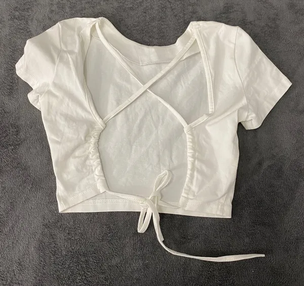 ZARA White Opened Back Crop Top - Image 3