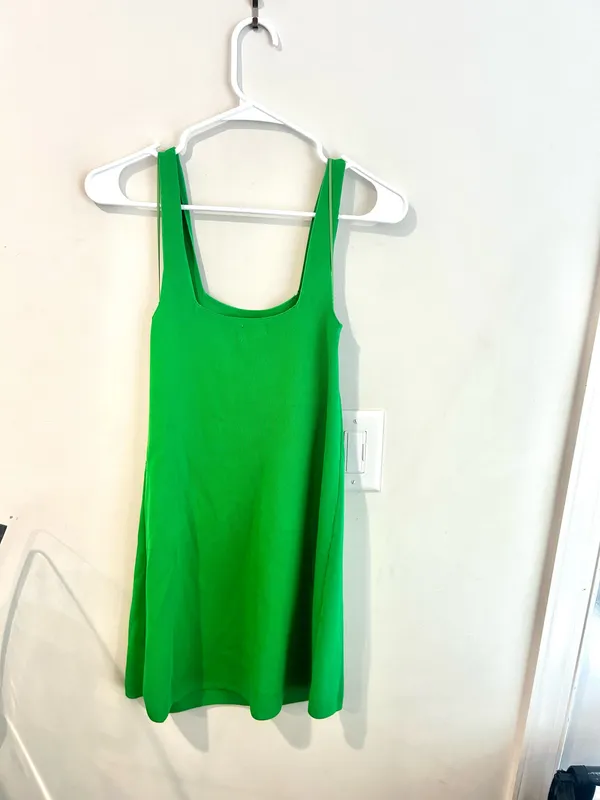 Green square neck mini dress - Image 3