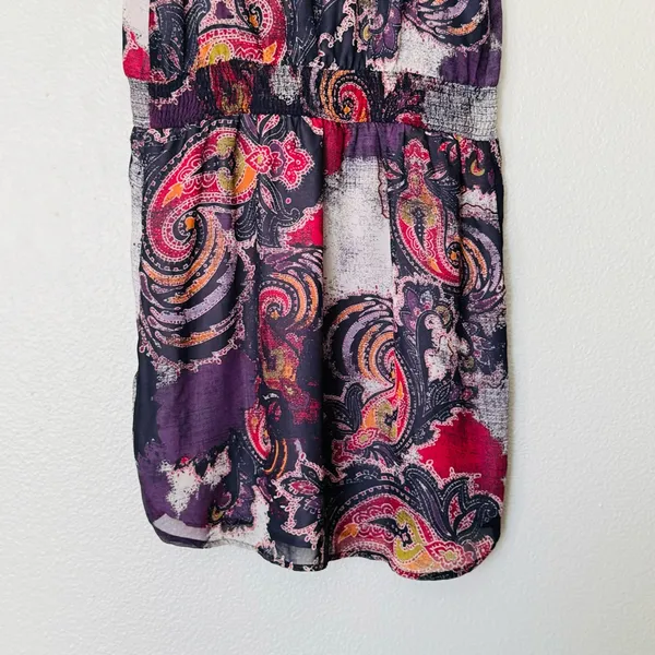 Free People Falling for Georgette Paisley Purple Sleeveless Mini Dress Size Med - Image 8