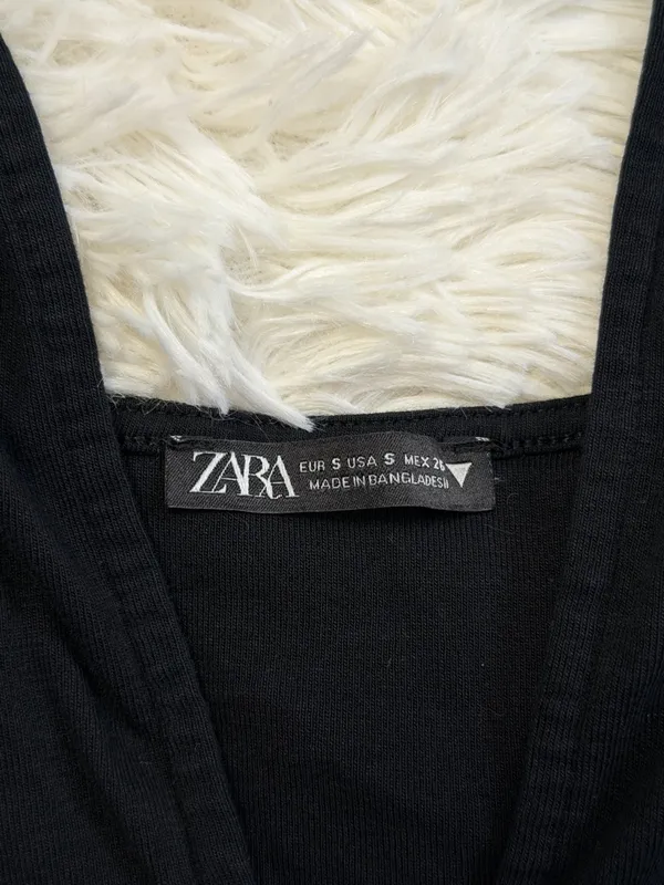 Zara Black Plunge V-Neck Spaghetti Strap Bodysuit - Image 2