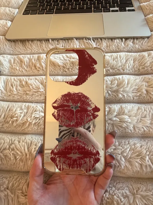 Red Lip Print Mirror Phone Case - iPhone 14 Pro Max - Image 3