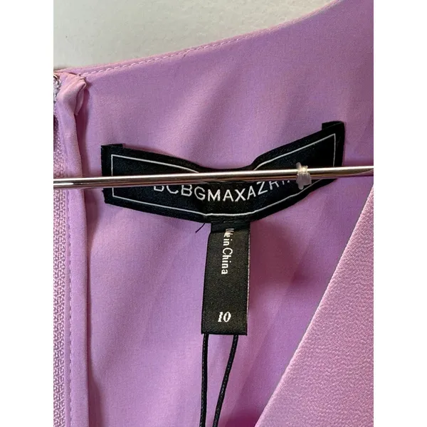 BCBGMAXAZRIA Ruffle Mini Dress Women 10 Orchid Purple Pleated Lace Cocktail - Image 6